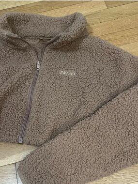 SKIMS Brown Sherpa Half-Zip Jacket